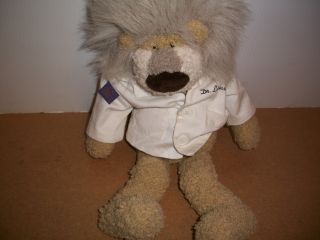 SECOND STUFFED ANIMAL IS A LION,   DR. LIONSTEIN. THIS STUFFED ANIMAL 