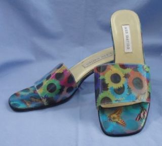 Ann Marino Floral Daisy Hologram Slides Shoes Sz 6 5M