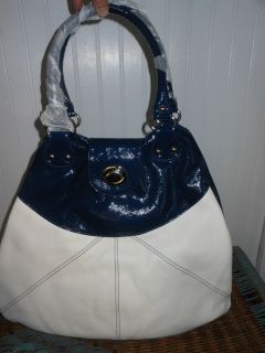 by Anna Corinna Block Island Leather and Patent Satchel Blue and 