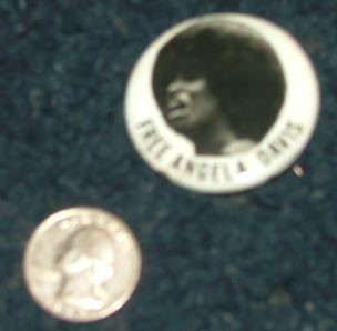 GREAT Free Angela Davis button Black Panther item from early 70s FREE 