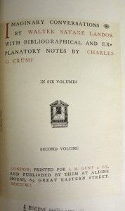 Imaginary Conversations Walter Savage Landor Numbered Vols II VI 1891 