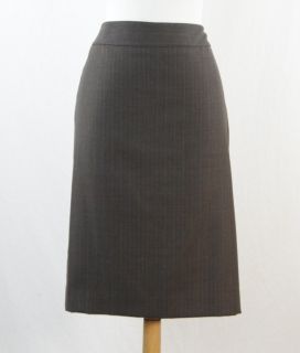Ann Taylor Brown Wool Striped Pattern Pencil Skirt Size 10 SK699SB 
