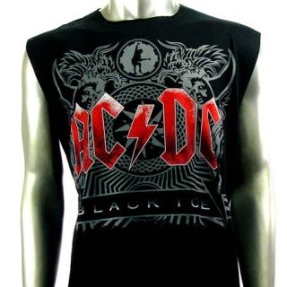 Sz L AC DC Angus Young Sleeveless T Shirt Tank Top Biker Heavy Metal 