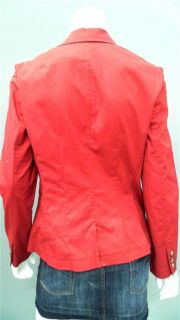 Anne Klein New York Misses 6 Cotton Jacket Red Solid Coat Designer 