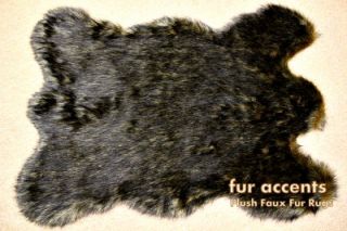 60 Faux Fur Black Wolf Accent Rug Pelt Rug Bear Sheepskin Throw 