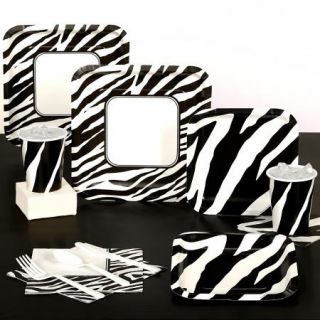 Animal Print Zebra Birthday Party Supplies Kit Pack Festive Plates 