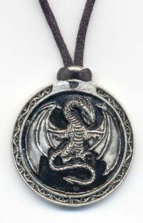 dragon pendant this 1 1 4 diameter pewter pendant features a highly 