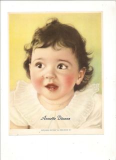 1935 Quaker Oats Promotional Annette Dionne Color Print