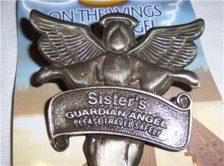 Sister Guardian Angel Visor Clip Metal Car Auto Wings