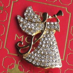   STYLE MONET RHINESTONE CHRISTMAS EASTER ANYTIME ANGEL BROOCH PIN