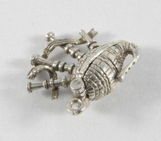 Sweet Vintage Scottish Bagpipe Charm Opens to Reveal Scottish Dancing 