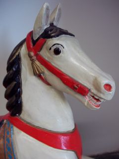 Antique Wooden Carousel Horse 1930s Fairground Noble Hand Painted Top 
