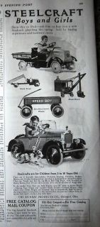 1925 Antique Murray Childrens Toys Wagon Pedal Car Dump Truck Ad 