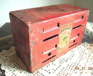 Antique Tin Coin Bank Box w Lid Louis Marx Co Budget