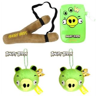 Angry Birds Crotch Fork Sling Plush Toy + 2x Green King Pig Free 