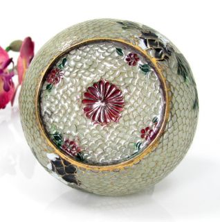 Vintage Chinese Cloisonne Plique A Jour Vase Transparent Enamel Floral 