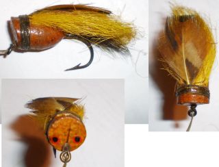 Vintage Fly Rod Paw Paw Bass Bug Popper Flyrod Cricket Fishing Lure 