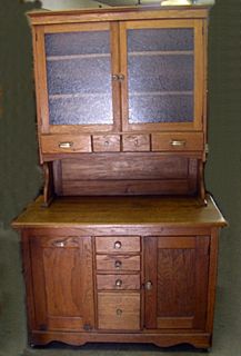 Antique Bakers Kitchen Cabinet RD Elm Hoosier Cupboard