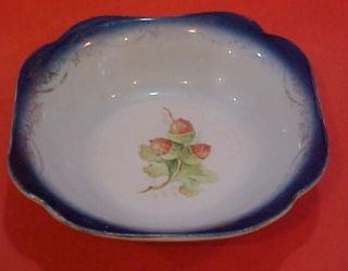 Antique Saxon China porcelain pottery berry bowl blue red white 