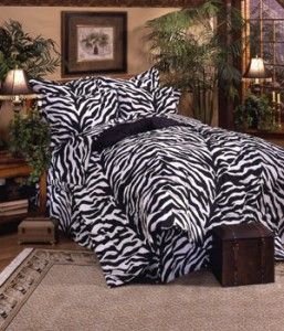 Zebra Black 5pc Twin Day Bed Comforter Set Animal Print