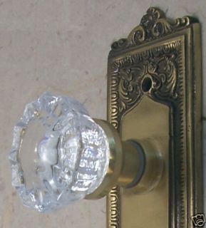 Crystal Glass Antique Brass French Knob Door Set or You Request 