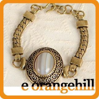 Rainbow Moonstone Gemstone Antique Gold GP Vintage St Bracelet GI344 