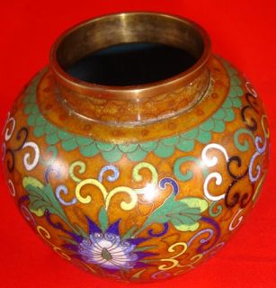 antique chinese cloisonne vase enamel brown flower cloisonne vase done 