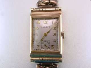 Vintage Antique Bulova Yellow Gold Mens Wrist Watch