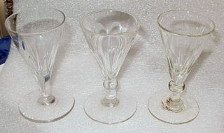 Antique English Georgian Wine Glass x 3 Goblet Early 1750s 1780S 