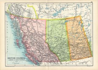 RARE Antique Cassell Map British Columbia Alberta Saskatchewan 1909 