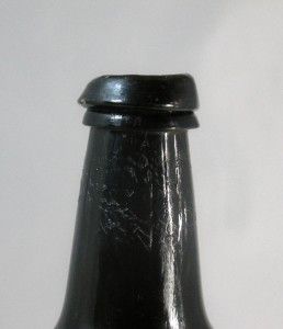 antique english squat black glass wine bottle 18thc