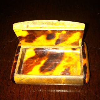 Antique Faux Tortoiseshell Burr Wood Snuff Box