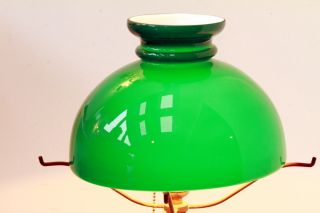 Antique Green Cased Glass Student Lamp Shade 10 Diameter