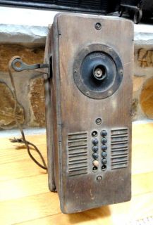 antique Kellog Wood Telephone Bell Wall Box w Buttons Parts Repair 