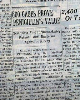 1941 Penicillin Discovery Antibiotics Penicillium Fungi for Disease in 