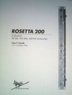 Apogee Rosetta 200 2 CH 24 Bit Ad Da Con User Guide BnD