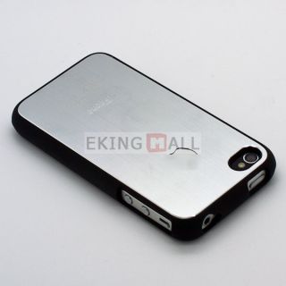   Aluminum Metal Back Skin Hard Case Cover for Apple iPhone 4 4S #Gray