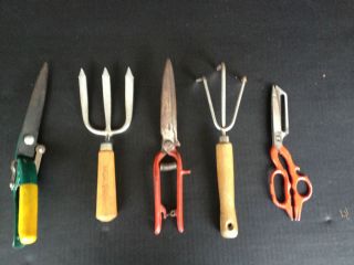 Lot of 5 Antique Vintage Garden Hand Tools