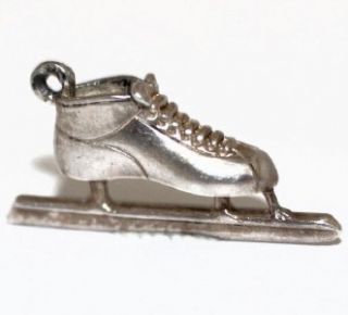 ice skate vintage sterling silver pendant charm 3 5g