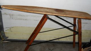 ANTIQUE WOODEN IRONING BOARD NO. 171 PERFECTION IRONING BOARD W/ PAPER 