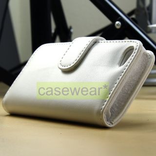 Luxmo White Leather Flip Pouch Case Cover for Apple iPhone 5 Accessory 