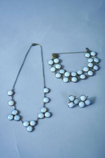 antique deco moonstone opal jewelry set