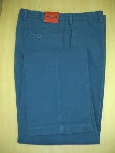 nwt isaia napoli blue cotton gabardine pants 54 36 38
