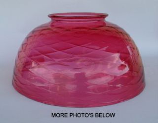 Antique Art Glass Cranberry Diamond Optic 14 Hanging Light Lamp Shade 