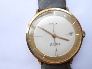 Vintage Mens Wrist Watch Arly 25J Automatic Swiss Made Very Rare