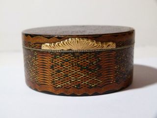 Antique Vernis Martin Snuff Box with Rolled Gold Trim Rim Very 