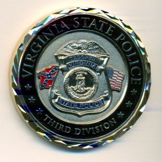 VA STATE POLICE APPOMATTOX CHALLENGE COIN ( LAPD DPS FBI CHP TROOPER 