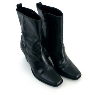 ANTONIO MELANI Womens Ankle Top Leather Boots BLACK SIZE 8 1 2