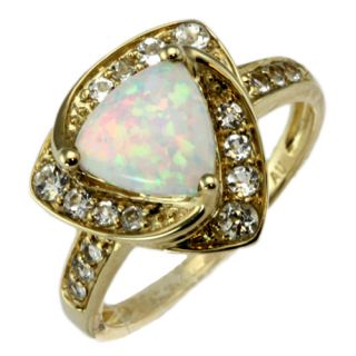 10k yellow gold cabochon opal aquamarine ring
