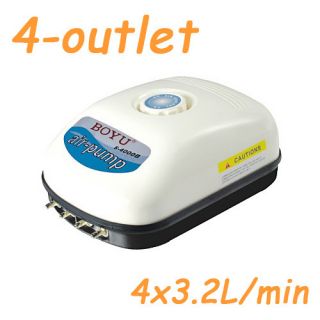Four Outlet Air Flow Adjustbale Aquarium Air Pump 9W 0 012 MPa Up to 